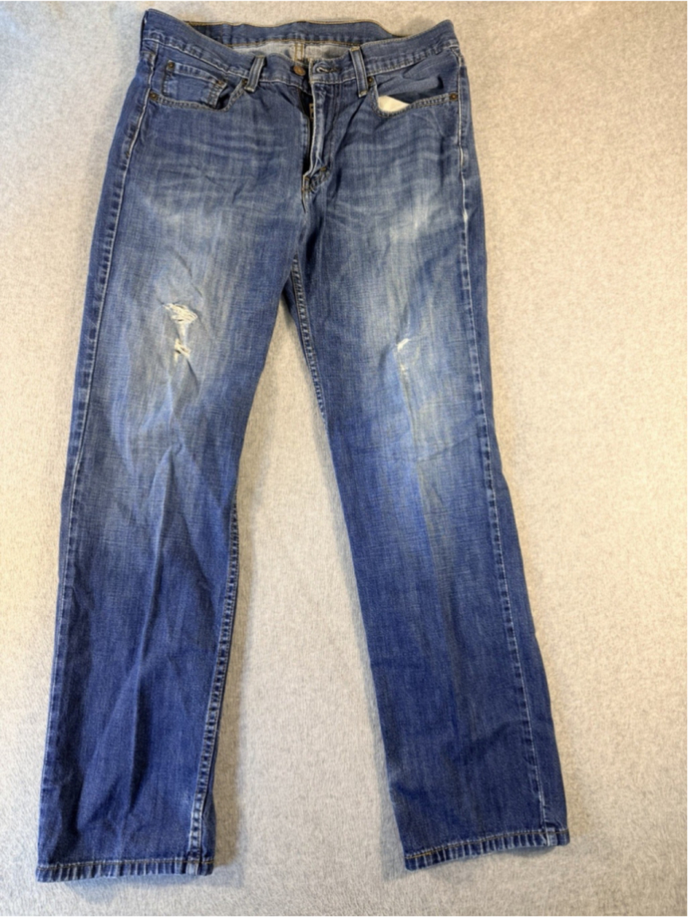 Levi’s 514 Straight Fit Jeans Men’s 32x32 Blue Distressed Faded Denim